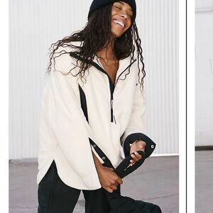 NWOT! FP Movement by Free People Climber Fleece in Ivory Black Large Fall Winter
